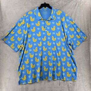 Retro Rifle Mens 4XL Killer Duck Peformance Polo Shirt Blue Yellow Rubber Duck